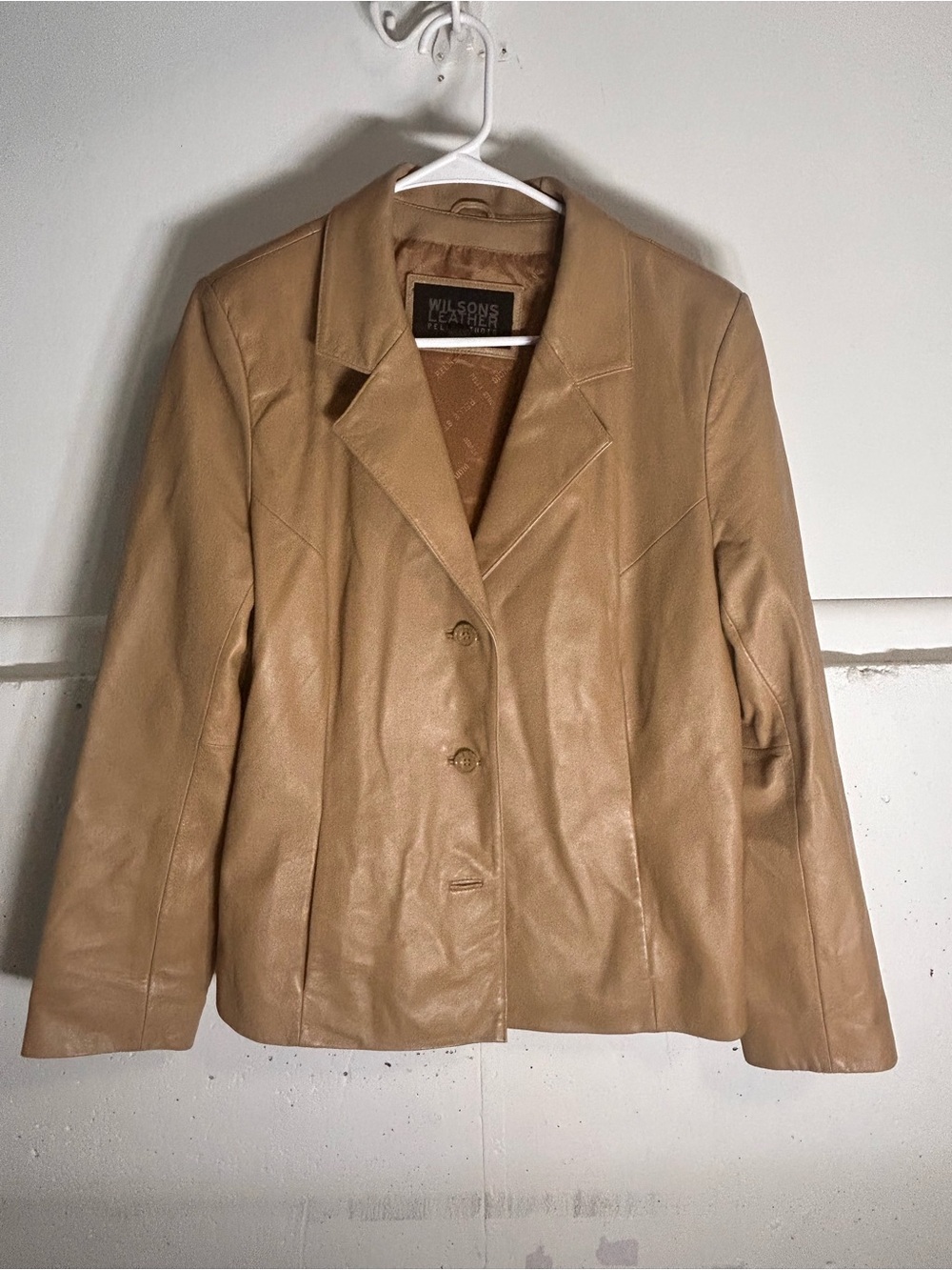 Wilsons Leather Women's Tan Leather Button-Front Jacket